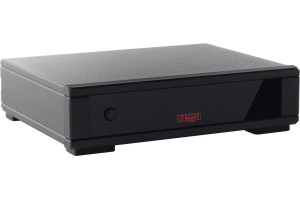 REGA FONO MM MK5 préamplificateur phono, vue trois quarts façade noire avec bouton et logo rouge