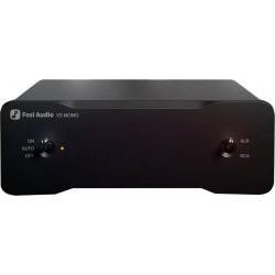 FOSI AUDIO V3 MONO - 48V amplificateur de puissance mono, vue de face noir avec interrupteurs ON/AUTO/OFF et XLR/RCA