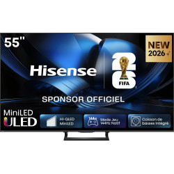 HISENSE 55U7S PRO TV Mini LED ULED 55 pouces, écran 4K 144Hz avec caisson de basses intégré, sponsor FIFA 2026