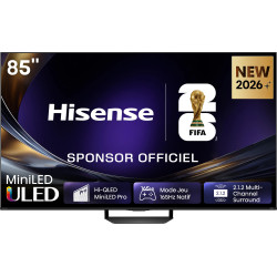 HISENSE 85U7S PRO TV MiniLED ULED 85 pouces, écran 4K Hi-QLED 165Hz et son 2.1.2 multicanal