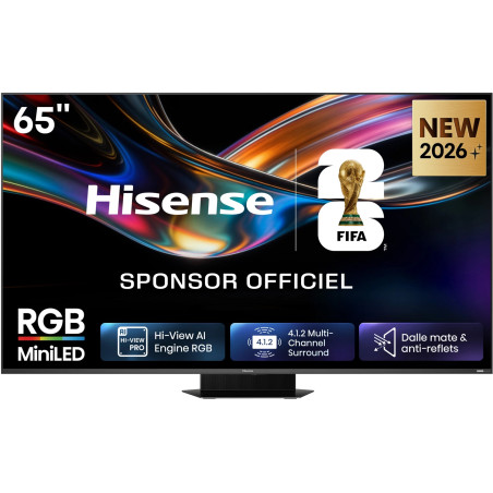 HISENSE 65UR9S TV MiniLED 65 pouces RGB, dalle mate avec Hi-View AI Engine et son 4.1.2 Multi-Channel Surround