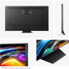 HISENSE 65UR9S TV MiniLED, vues arrière et profil fin avec pied métal et détails de la dalle