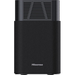 HISENSE HT SATURN enceinte satellite, vue de face tissu noir et grille supérieure logo Hisense