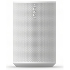 SONOS ERA 100 SL enceinte connectée blanche, vue de face grille perforée avec logo Sonos vertical