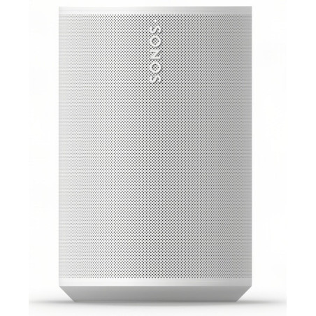 SONOS ERA 100 SL enceinte connectée blanche, vue de face grille perforée avec logo Sonos vertical