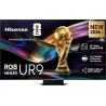 HISENSE 75UR9S TV MiniLED RGB 75 pouces, vue de face avec trophée FIFA et logo sponsor officiel UR9