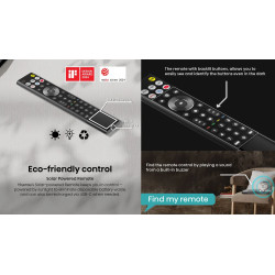 HISENSE 75UR9S TV MiniLED 75 pouces, télécommande solaire rétroéclairée USB-C primée iF Design