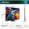 HISENSE 75UR9S TV MiniLED 75 pouces, schéma dimensions 1670x991mm et profil latéral 46mm